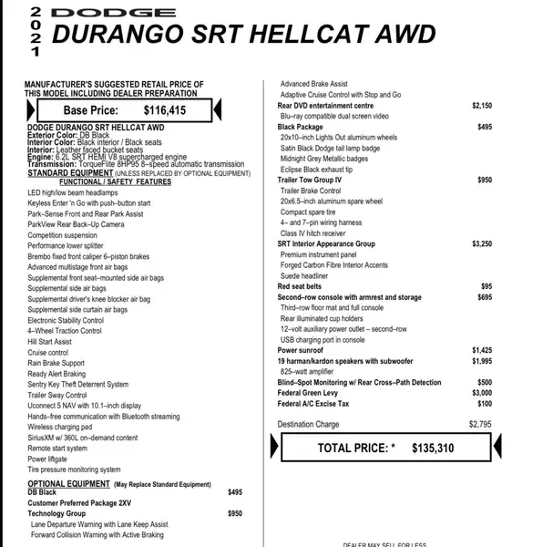 2021 Dodge Durango SRT Hellcat, černá, 88 000 km, dovoz Kanada — foto 12 z 12