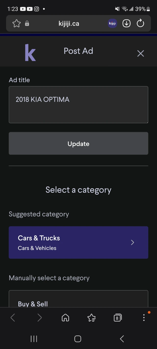 2018 Kia Optima, stříbrná, 94 000 km, dovoz Kanada — foto 5 z 5