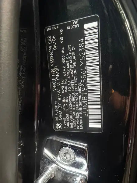2006 BMW Z4, černá, 121 500 km, dovoz Kanada — foto 2 z 5
