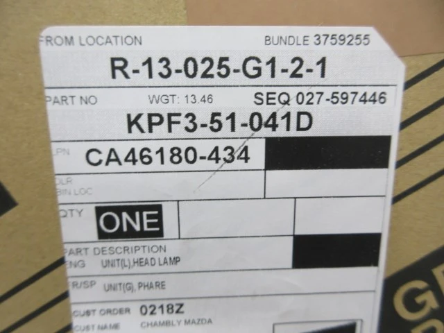Mazda CX-5 Headlight Assembly Left, dovoz Kanada — foto 5 z 5