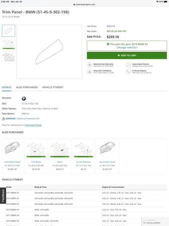 BMW X4 (F26) OE Parts – Wood Trim, Kidney Grilles, Mirror Caps, dovoz USA — foto 8 z 10