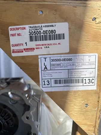 BNIB Toyota 2GR-FE AWD převodovka U660F (30500-0E080), dovoz USA — foto 2 z 10