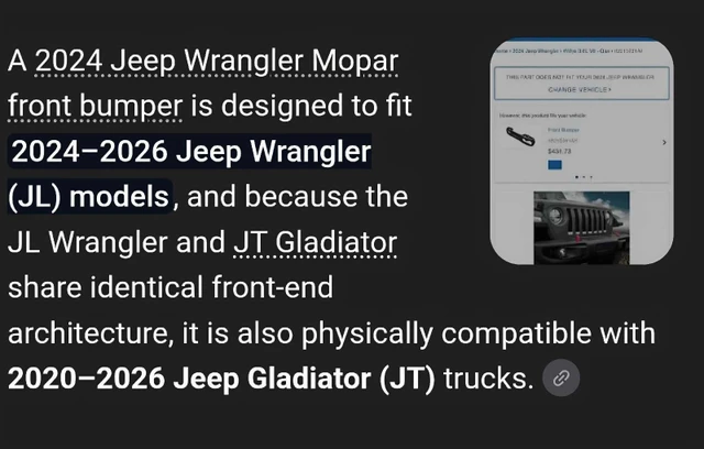 Mopar front bumper - Jeep Wrangler, dovoz Kanada — foto 2 z 2