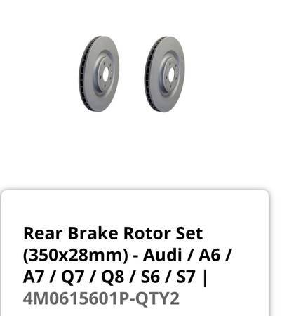 Brand New OE Audi SQ8 přední & zadní Brake Rotors (Complete 4-Rotor Set, dovoz USA — foto 2 z 8