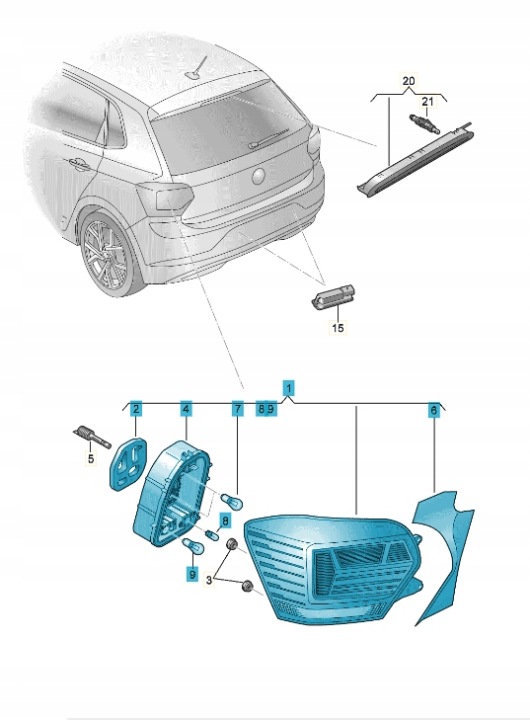 2G0945095B světlomet zadní se světlem mlhovka levá ASO VW, Skladem v EU — foto 1