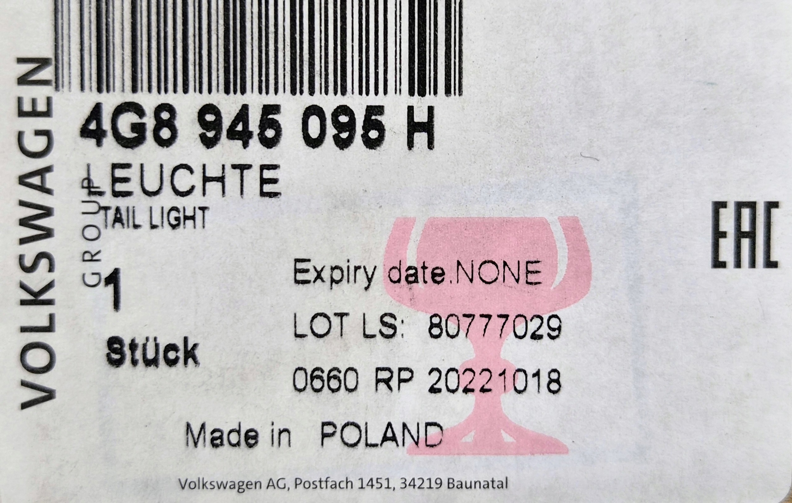 Audi OE 4G8945095H světlomet zadní zespolona, Skladem v EU — foto 7 z 9