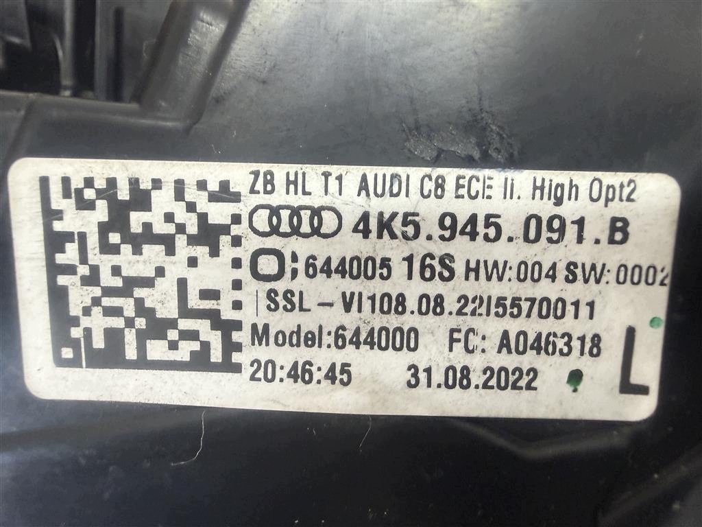 Audi A6 C8 4k5 Sedan 18r+ levá světlomet zadní LED Matrix Eur., Skladem v EU — foto 4 z 5