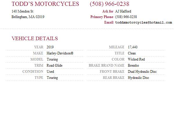 2019 Harley-Davidson, červená, dovoz USA — foto 2 z 2