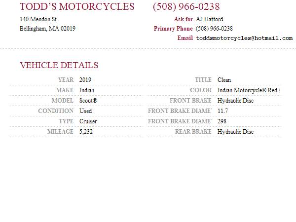 2019 Indian, červená, dovoz USA — foto 2 z 2