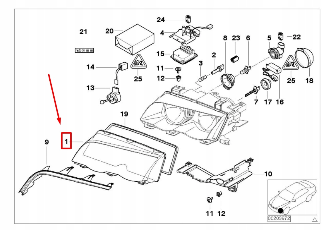 BMW 3 E46 kryt levého světlometu 6923411 63126923411, dovoz Skladem v EU — foto 6 z 8