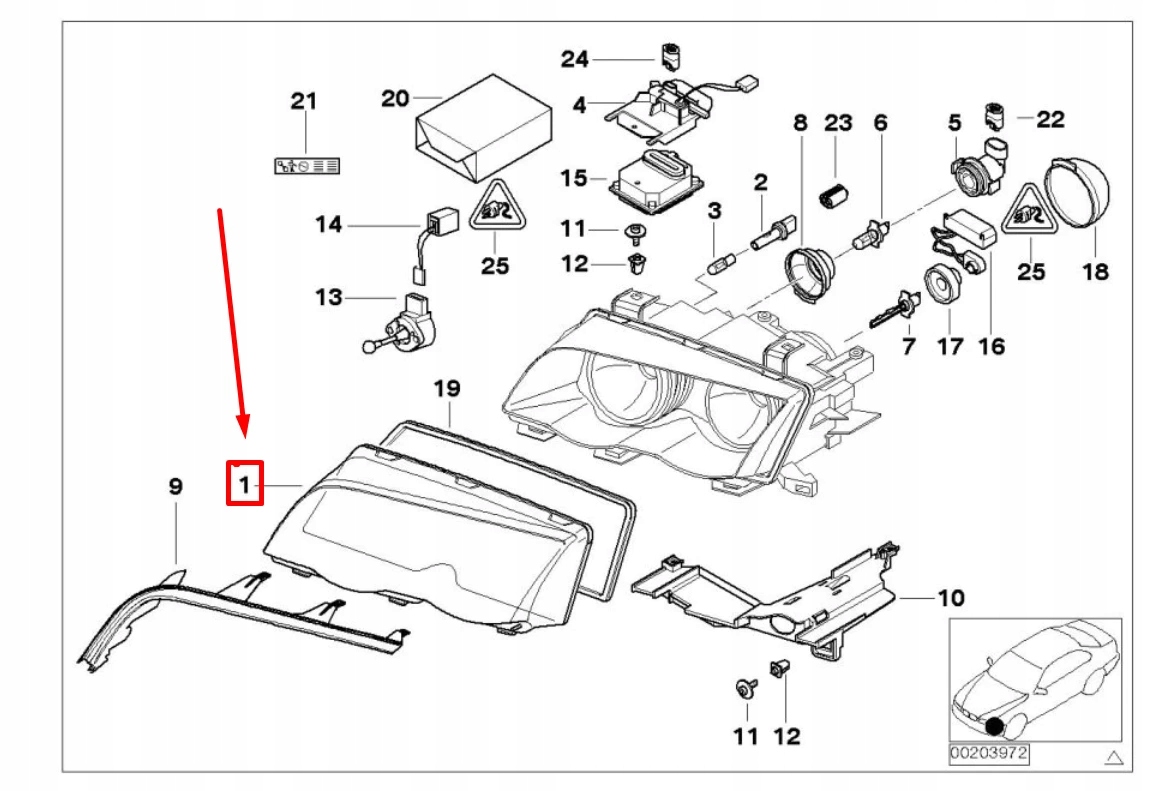 BMW 3 E46 kryt Prawego světlometu 63126923412 6923412, Skladem v EU — foto 5 z 6