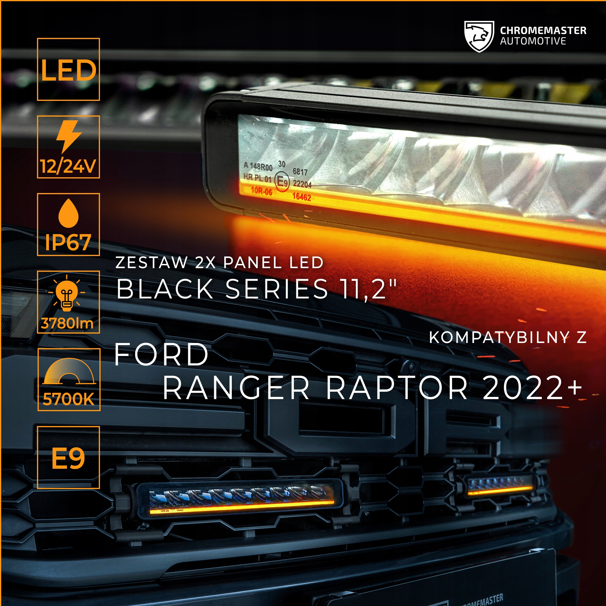 LED BAR sada světel osvětlení LED w grill do FORD RANGER IV 2022, dovoz Skladem v EU — foto 2 z 9