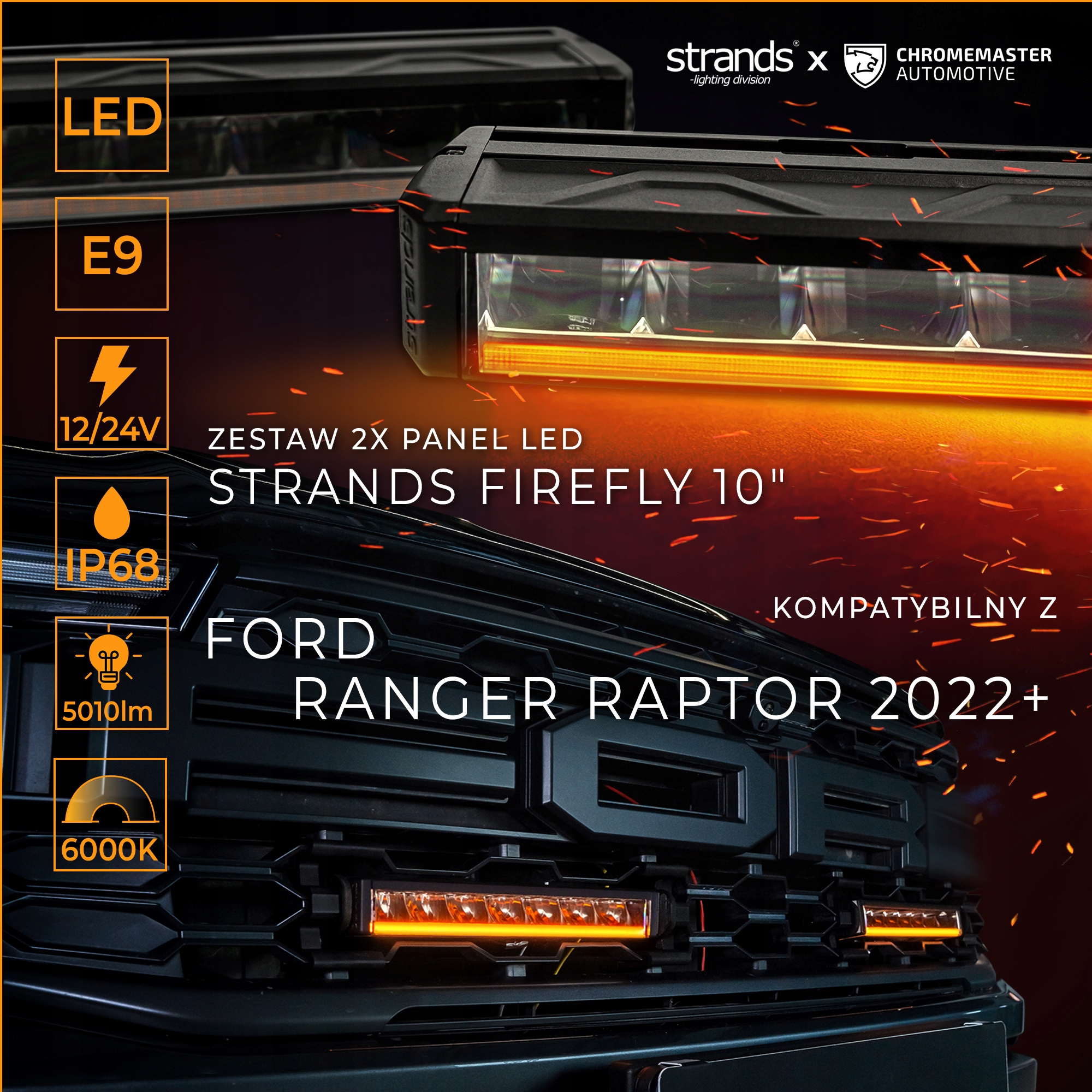 LED BAR sada světel osvětlení LED w grill na FORD RANGER IV 2022, Skladem v EU — foto 2 z 9