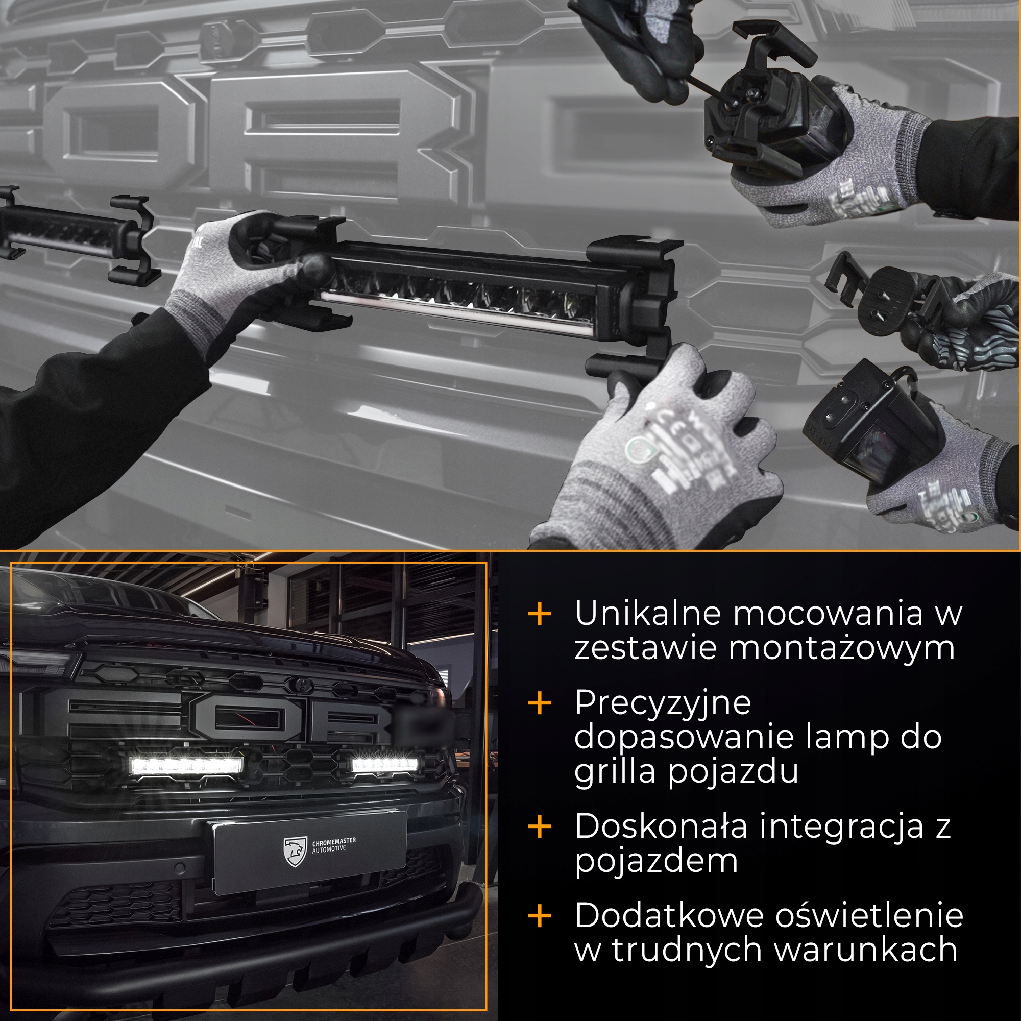LED BAR sada světel osvětlení LED w grill na FORD RANGER IV 2022, Skladem v EU — foto 6 z 9