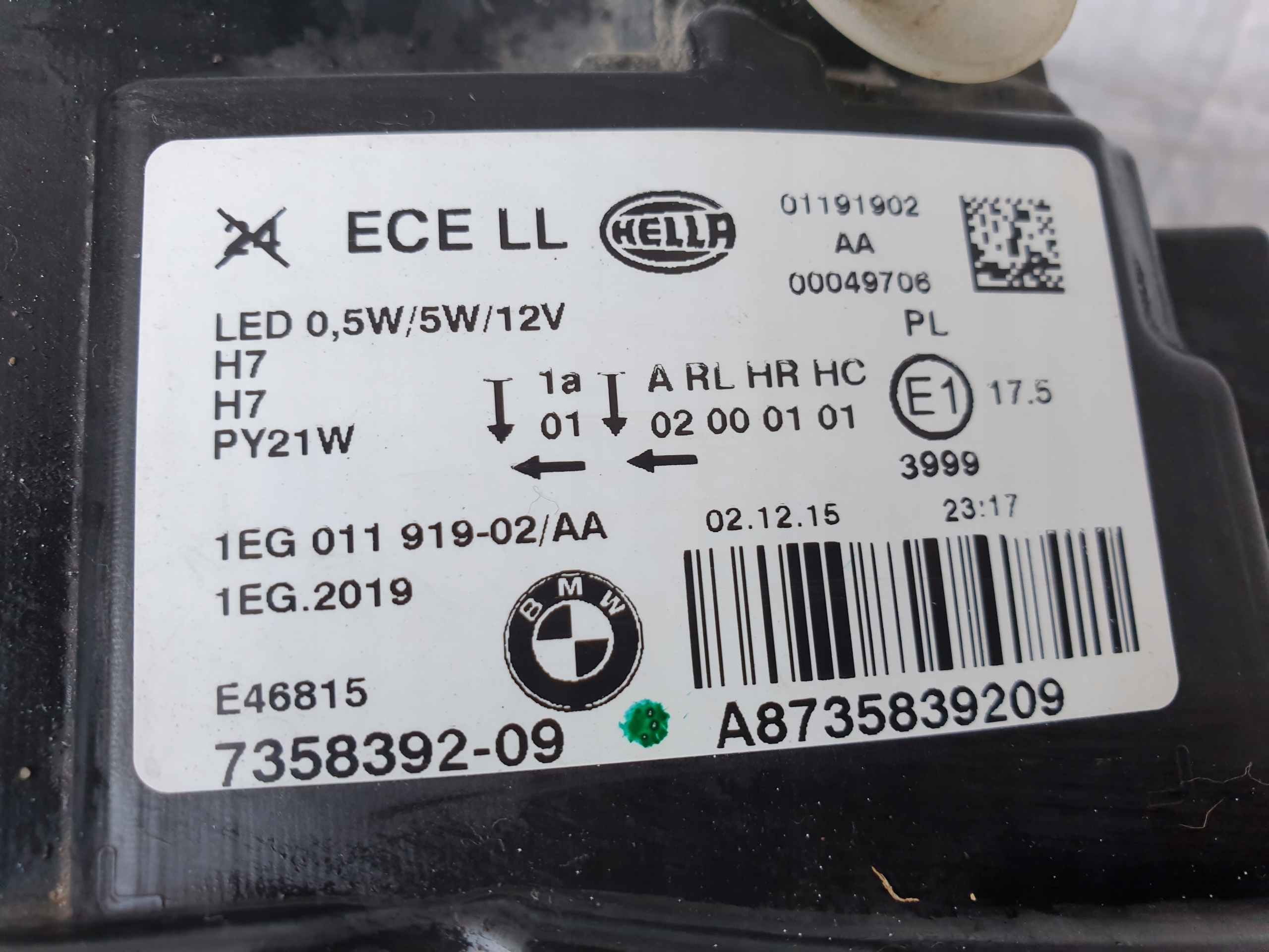 BMW OE 7358392 led zwykla světlomet, Skladem v EU — foto 6 z 8