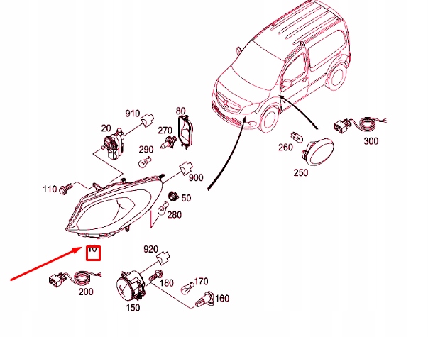 MERCEDES-BENZ CITAN W415 přední světlomet pravý LHD A4158202700, dovoz Skladem v EU — foto 4 z 6