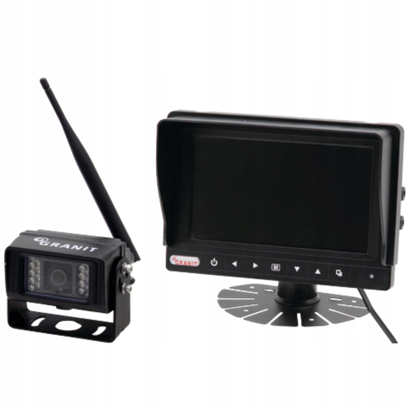 sada wideo monitor 7 cali system radiowy 1 kamera s hadicemi 12/24V, Skladem v EU — foto 1