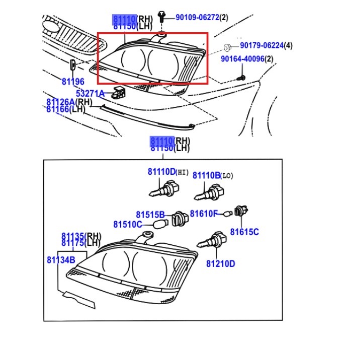 Světlomet 8111048080 — Toyota, Skladem v EU — foto 1