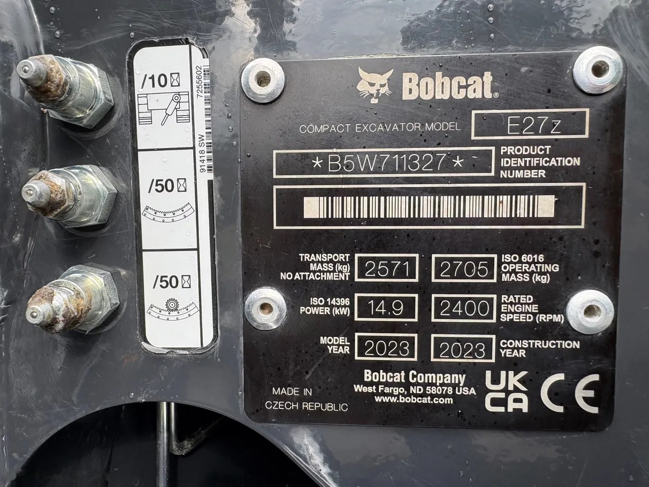 2023 Bobcat E27z, 1 191 mth, dovoz Skladem v EU — foto 15 z 16