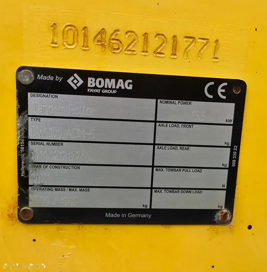 2021 Bomag BW100, 539 mth, dovoz Skladem v EU — foto 13 z 14