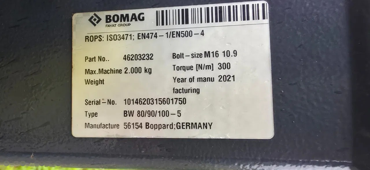 2021 Bomag BW100, 539 mth, dovoz Skladem v EU — foto 14 z 14