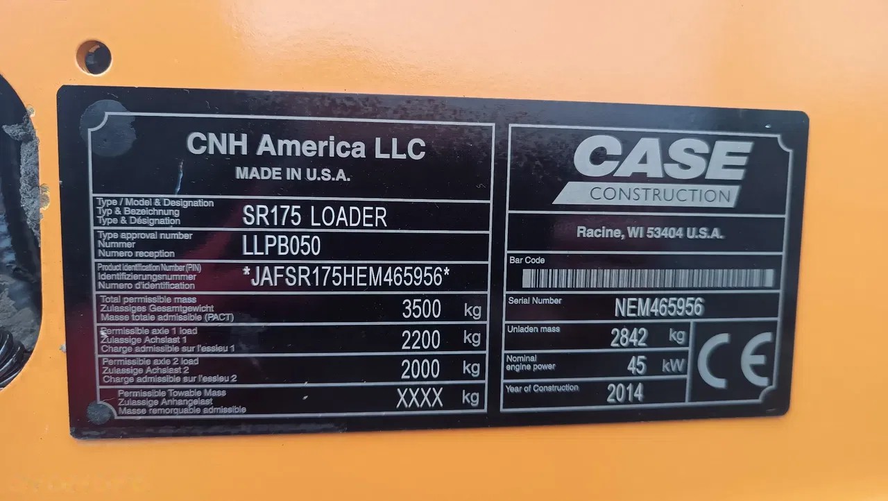 2014 Case SR 175, 3 000 mth, dovoz Skladem v EU — foto 13 z 13