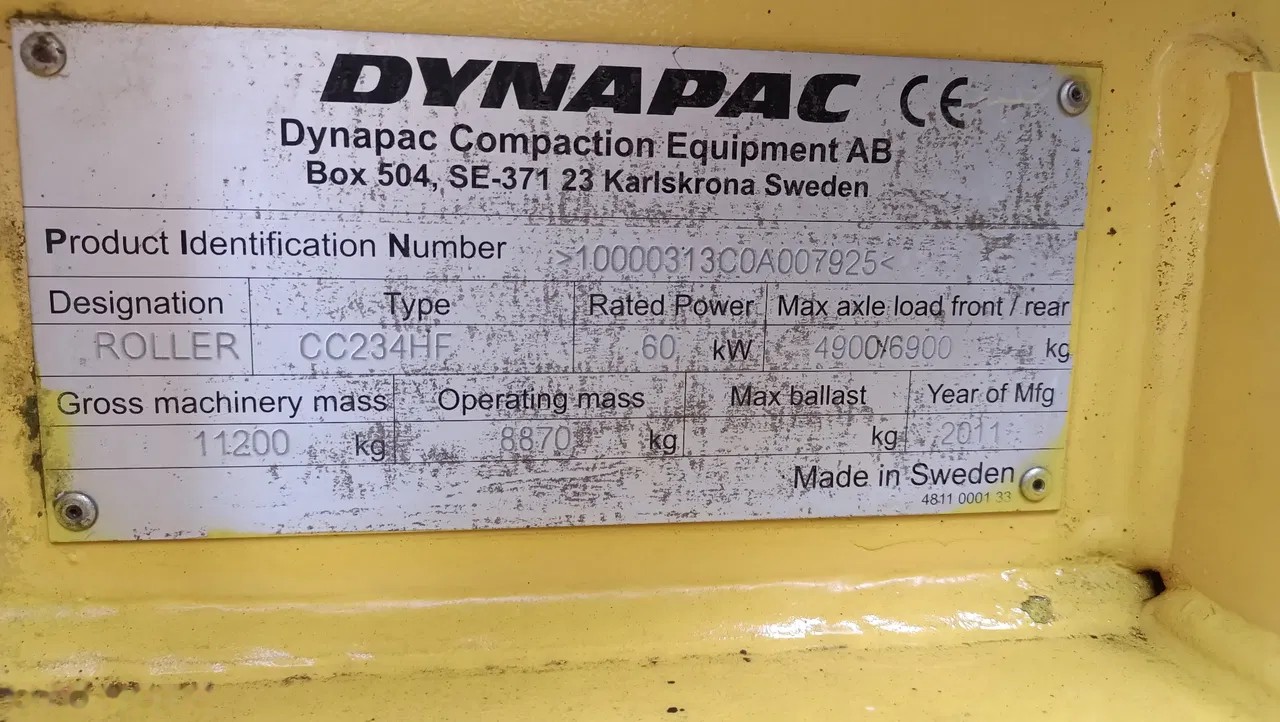 2012 Dynapac CC234HF, 7 179 mth, dovoz Skladem v EU — foto 10 z 11