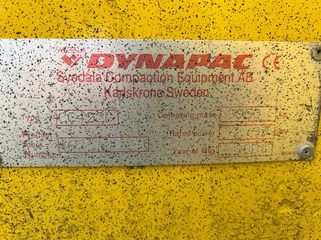 2001 Dynapac CC4220, 4 700 mth, dovoz Skladem v EU — foto 5 z 6