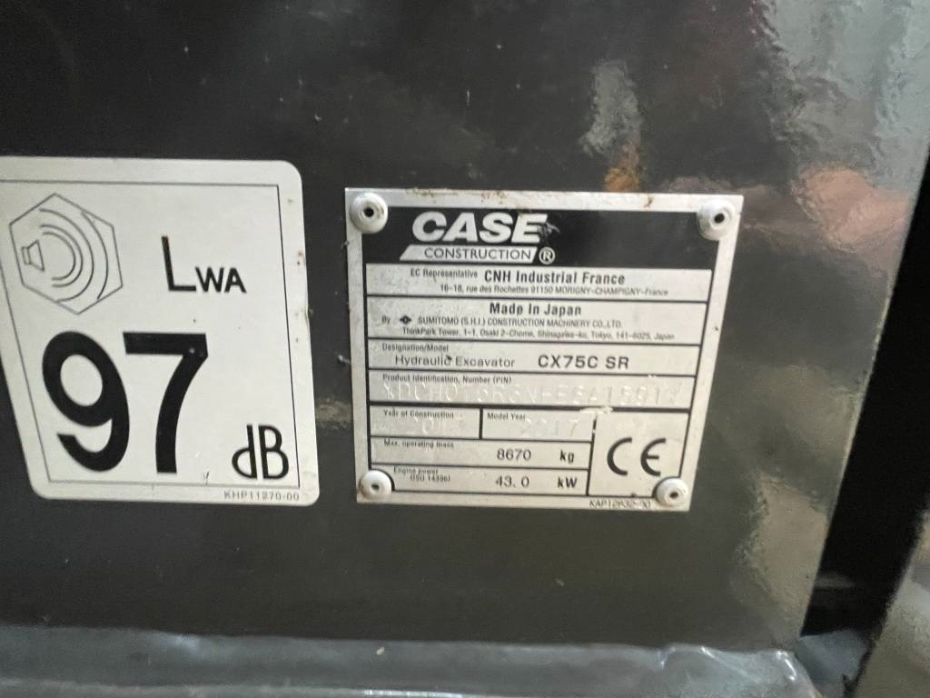 2017 Case CX 75 C SR, 3 200 mth, dovoz Skladem v EU — foto 10 z 13