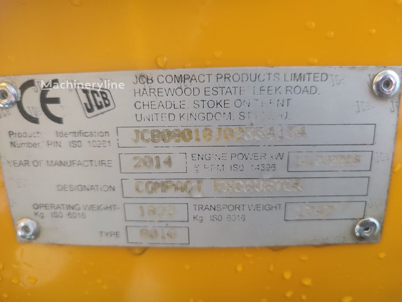 2014 JCB 8018, dovoz Skladem v EU — foto 7 z 7
