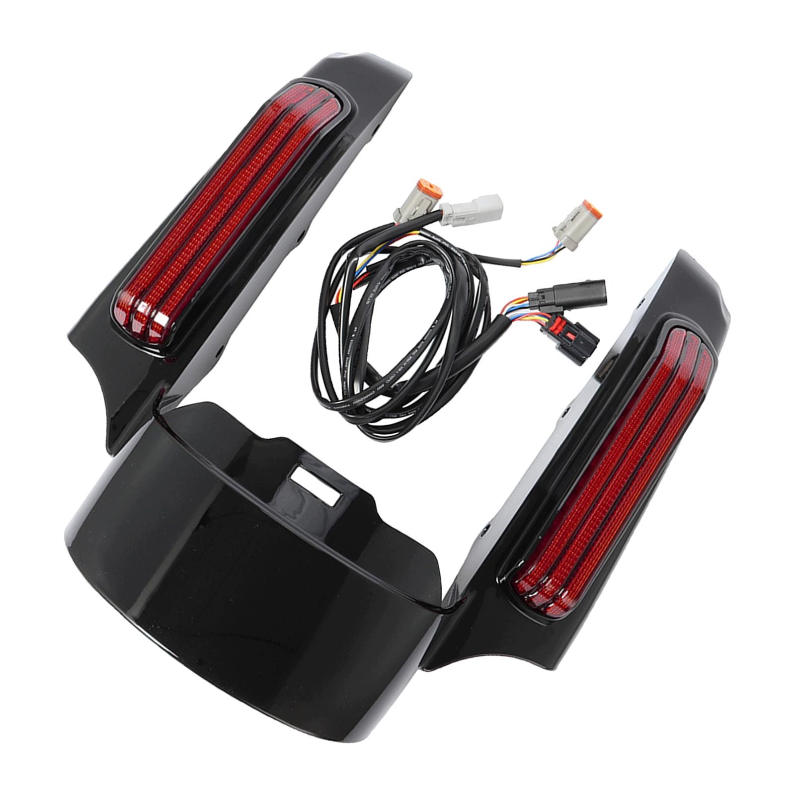 Przedluzenie blatníku motocyklowego z lampka LED, pasujace na Harley, czerwone, Skladem v EU — foto 1
