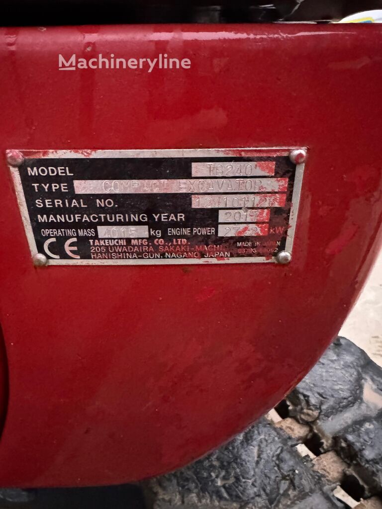 2017 Takeuchi TB240, 2 241 mth, dovoz Skladem v EU — foto 2 z 10