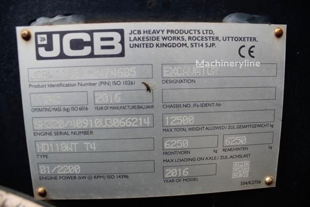 2016 JCB HD110WT, 3 007 mth, dovoz Skladem v EU — foto 2 z 10
