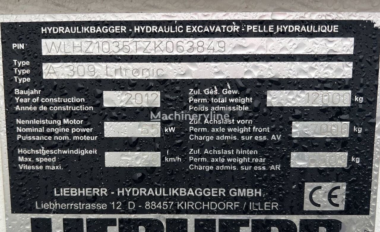2012 Liebherr A309, 9 342 mth, dovoz Skladem v EU — foto 5 z 16