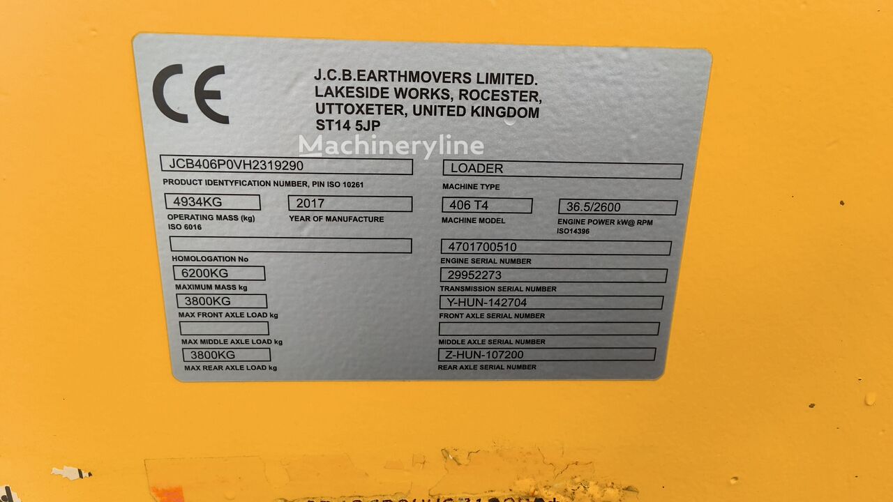 2017 JCB 406, 2 083 mth, dovoz Skladem v EU — foto 9 z 16