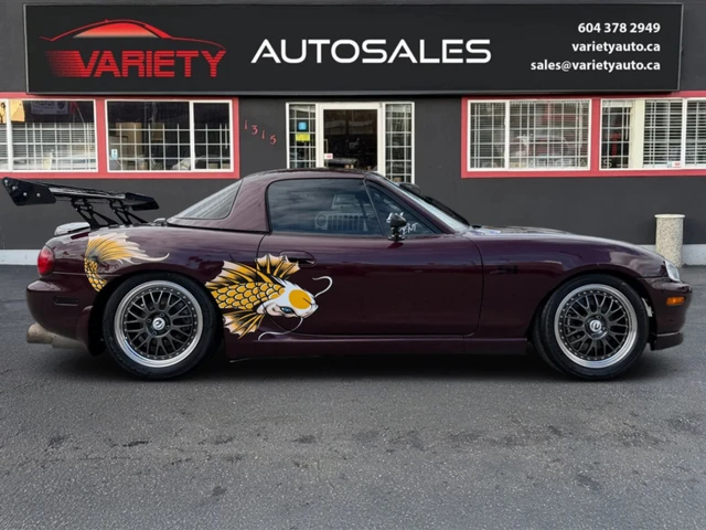 2000 Mazda Mx5Miata CONV, fialová, 115 200 km, dovoz Kanada — foto 5 z 5